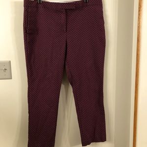 Ann Taylor Burgundy/navy polkadot Print Crop Pant